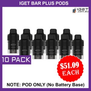 IGET BAR PLUS – POD ONLY – 10 PACK – 6000 PUFFS (No Battery Base)
